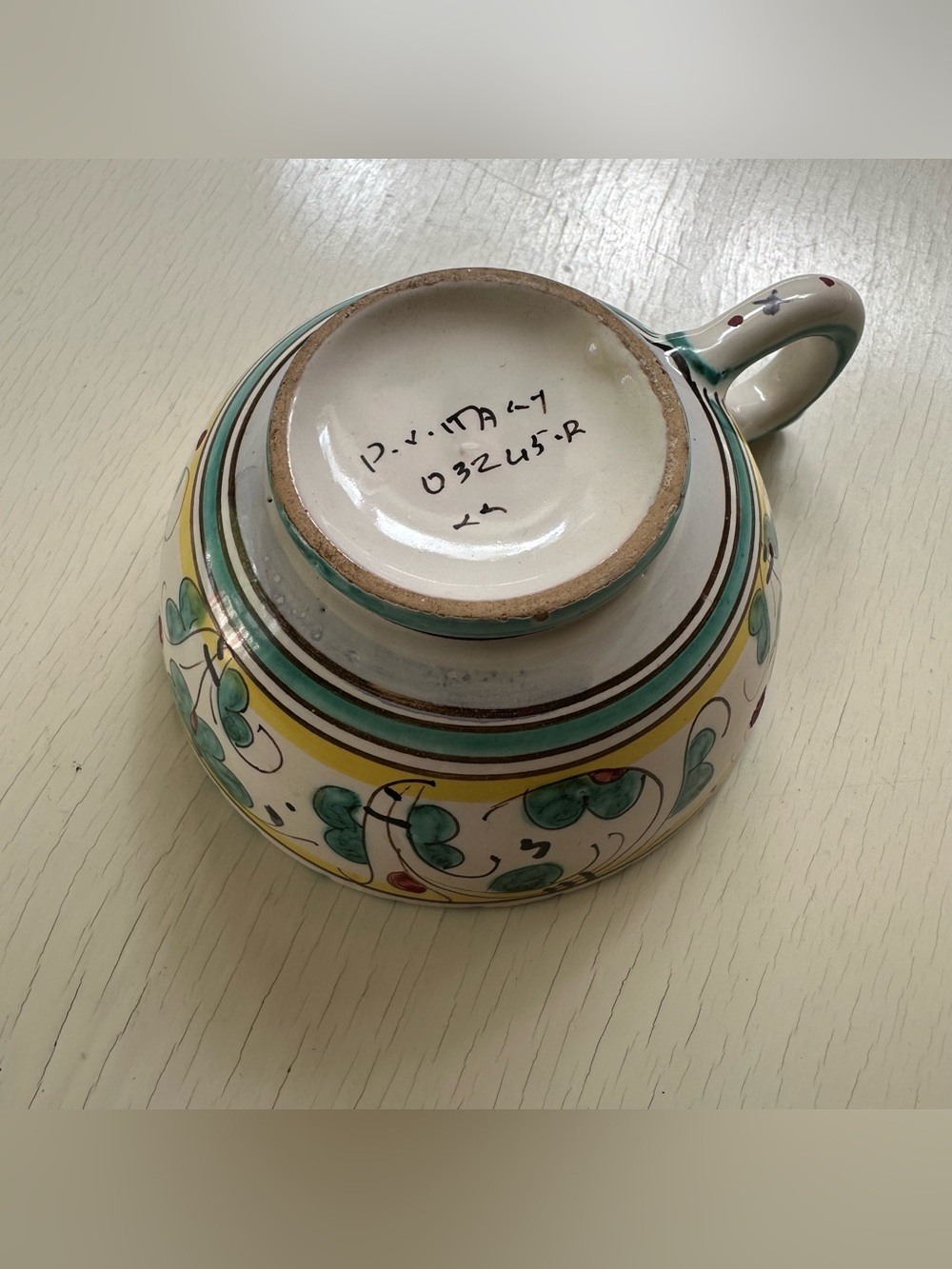 VTG Mid-Century Deruta Italian Majolica Ceramic Cups- Gallo Verde Pattern - Picture 6 of 11